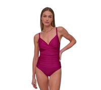 DKNY One-Piece Twist Front Swim Suit with Tummy Control Women's One-Piece Swimsuit, Boysenberry Shimmer, XL