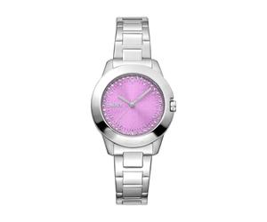 DKNY Park Ave Logo Analogue Plain 3-Hand Japanese Movement Round Dial Strap 14 x 12 mm 50 m Waterproof Women's Watch DK1L021M00, silver, casual