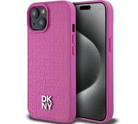 DKNY Pattern Metal Logo Case for iPhone 15 with MagSafe - Pink