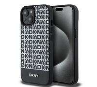 DKNY Printed Pattern Metal Logo Case for iPhone 15 with MagSafe - Black