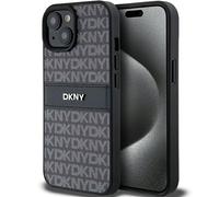 DKNY PU Leather Textured Tonal Stripe Magsafe Case for iPhone 15 Pro Max - Black