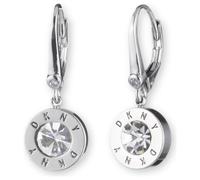 DKNY Drop Earrings with Crystal - Women's Jewelry - Leverback Earrings - Great Gift for Women - Made with Mixed Metal - Silver, One Size, Non-Precious Metal, no gemstone
