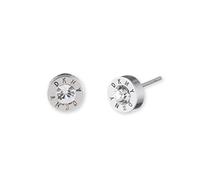 DKNY Silver-Tone Logo Stone Stud Earrings for Women with a Crystal Stone
