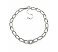 DKNY Silver Tone Pave Crystal Link Collar Necklace