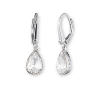 DKNY Silver Tone Pave Crystal Teardrop Earrings