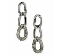 DKNY Silver Tone Pave Link Linear Drop Earrings