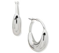 DKNY Silver Tone Puffy Hoop Earrings