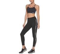 DKNY SPORT Women's High Waist 7/8 Lenght Legging W/Flip Logo Taping, White, M