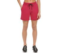 DKNY SPORT Women's Metallic Logo Short Casual, Black Cherry, Small