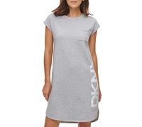 DKNY SPORTSWEAR Women's Cap Sleeve Logo T-shirt Tshirt Dress, Heather Grey, XS UK