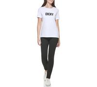 DKNY SPORTSWEAR Women's W3276cna, S/S Logo Tee T-Shirt, White/Black, S