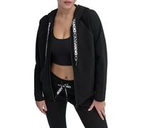 DKNY Womens Two Tone Logo Zip Jacket Hooded Sweatshirt, Black, XS UK