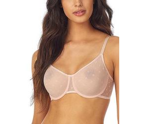 DKNY Underwired Monogram Mesh Unlined Demi Bra Poplin White