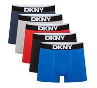 DKNY Mens Walpi Five Pack Boxer Trunks Black/Grey/Red/Blue XL