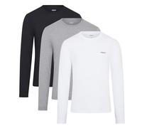 DKNY Mens Warrior Three Pack Long Sleeve Tops White/Light Grey Marl/Black S