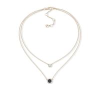 DKNY Womens 16" Double Pendant Necklace in Gold and Black with a Crystal Stone, 60539437