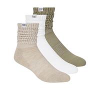 DKNY Women's 3 Pack Slouch Crew Socks, Ivory/White/Green, 8-10 UK