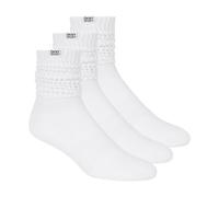 DKNY Women's 3 Pack Slouch Crew Socks, White Traditional, 8-10 UK