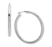 DKNY Womens 50mm Thick Hoop Earrings in Silver, 60490886
