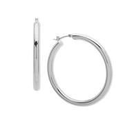 DKNY Womens 50mm Thick Hoop Earrings in Silver, 60490886
