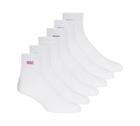 DKNY Women's 6 Pack Sport Low Crew Socks, White/Multi, 8-10 UK