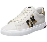 DKNY Women's Abeni lace up Leather Trainers Sneaker, Pebble Blk, 3.5 UK