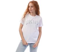 DKNY Women's Arched Varsity Rhinestone Logo T-Shirt in White