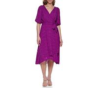 DKNY Women's Asymmetrical Hem Faux Wrap Dress, Magnolia, 18
