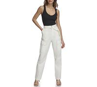 DKNY Women's Belted Cargo Trousers, Pristine, 4, Pristine, 8