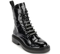 DKNY Womens Black Metallic Malaya Almond Toe Block Heel Lace-Up Combat Boots UK Size 5.5