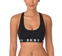 DKNY Women's Cozy Boyfriend Racerback Bralette Bra, Black/White, M