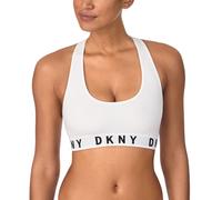 DKNY Women's Cozy Boyfriend Racerback Bralette Bra, White/Black, M