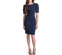 DKNY Women's Button Short Sleeve Ruched Sheath Dress, Spring Navy, 14