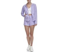 DKNY Women's Chintz Honeycomb Mesh Hooded Sweatshirt, Tulip, L