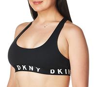 DKNY Women's Cozy Boyfriend Racerback Bralette Bra, Black/White, M