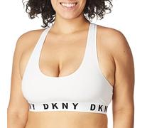 DKNY Women's Cozy Boyfriend Racerback Bralette Bra, White/Black, L