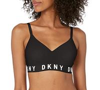 DKNY Women's Cozy Boyfriend Wirefree Pushup Bra Push, Black/White, M
