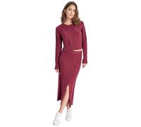 DKNY Women's Cropped Cable Long Sleeves Sweater, Burgundy, L