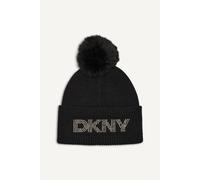 DKNY Women's DISCO FAUX FUR POM HAT BEANIE BLACK DKNY Black One Size