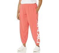 DKNY Women's Distressed Crackle Logo Pigment Dyed Jogger Sweatpants, Sienna, 1X