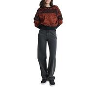 DKNY Women's Dolman Sleeve Tiger Print Sweater Pullover, Black/Russet, M