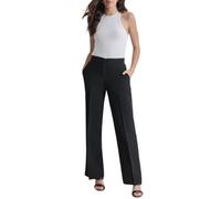 DKNY Women's Double Weave Wide Leg Pants, Black, 10