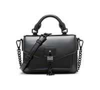 DKNY Women's Elissa Mini Satchel with Logo Charm, Black/Black, One Size