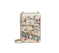 DKNY Women's Elissa N/S Phone Cr Crossbody, White Graffiti, One Size