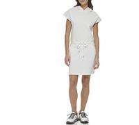 DKNY Women's Emproided Logo Cliched Waist Hooded Sneaker Dress Casual, White, S