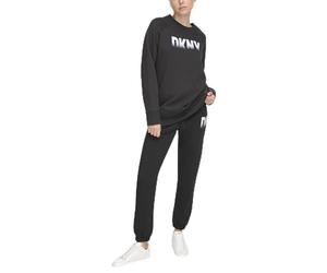 DKNY Women's Fade Away Logo Longline Sweatshirt, Black, XS