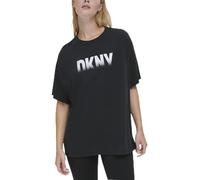 DKNY Women's Fade Away Logo Relax Shirt T, Black, XS