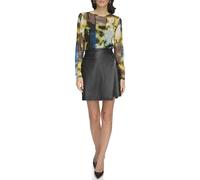 DKNY Women's Faux Leather Skirt, Black, 12
