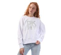 DKNY Foil Logo Crew Neck Sweat M White silver