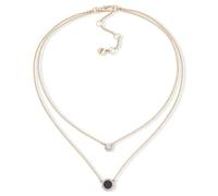 DKNY Womens 16" Double Pendant Necklace in Gold and Black with a Crystal Stone, 60539437